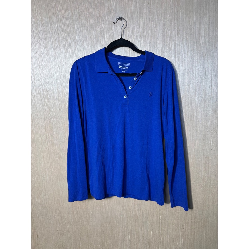 Coolibar Mens Blue UPF 50+ Sun Protection Long Sleeve Polo Shirt Size M
